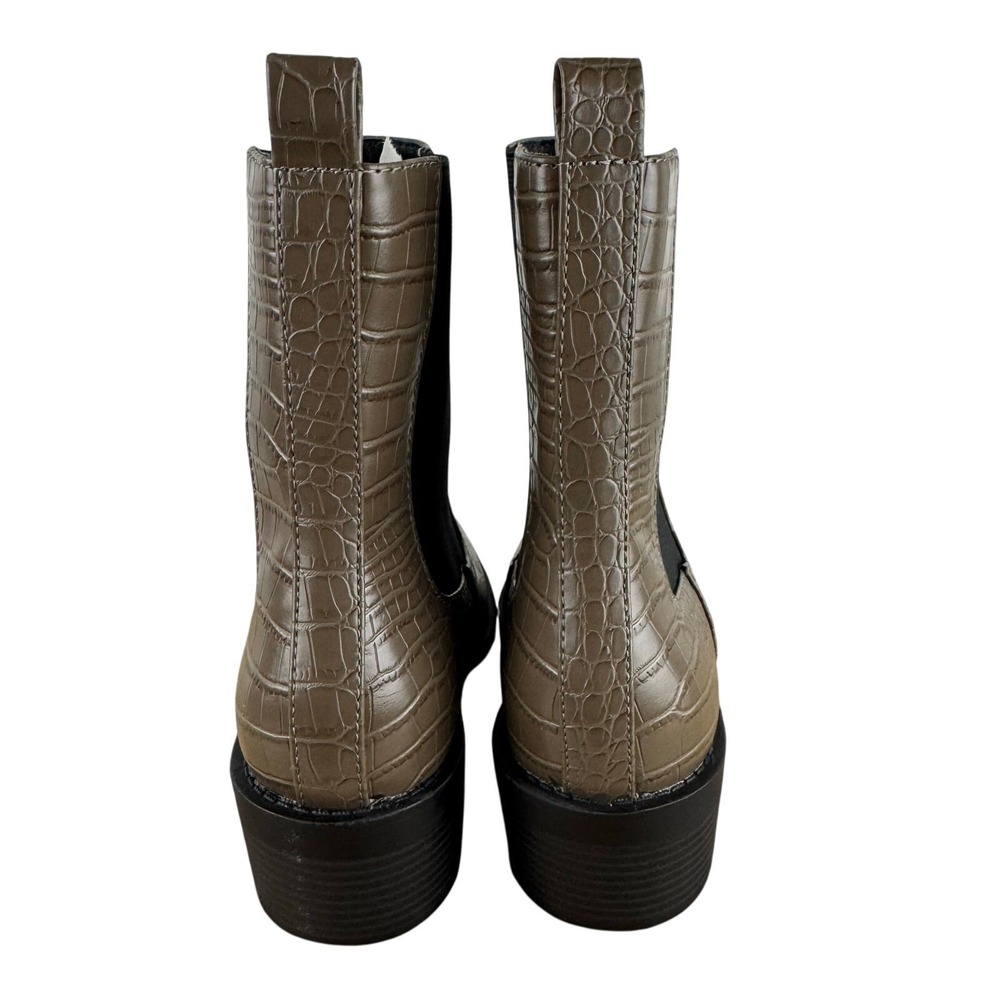 Open Edit Edayla Chelsea Boots Taupe Croc Embossed Square Toe Womens 7M - Picture 7 of 15